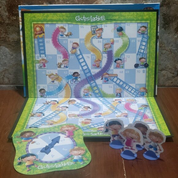 Chutes and Ladders Gameboard Spinner Arrow 4 Pawns 4 Plastic Stands - Picture 3 of 11